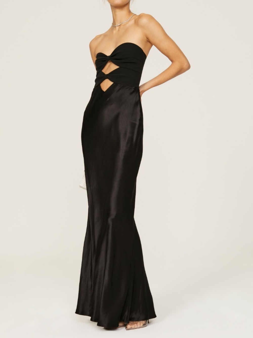 Bec + Bridge HALLE Strapless Black Cut Out Gown Mesh Maxi Dress - Size US 4
